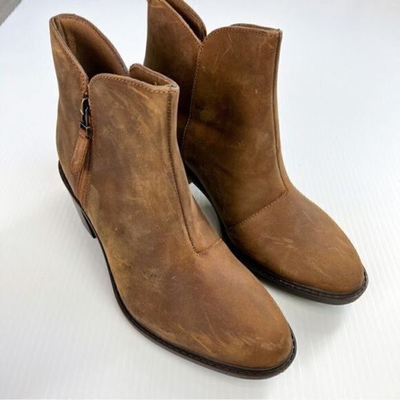 Clarks Booties womens size 9 leather dark brown scene zip ankle - Picture 2 of 10